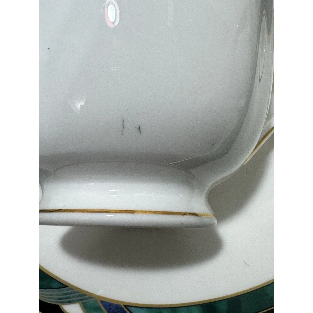 Lenox Debut Collection Kelly New Set Of 6 Teacups And Saucers White Blue Green